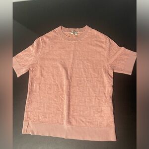 Fendi Ladies FF Pattern Pink Viscose Sweater, Brand Size 38